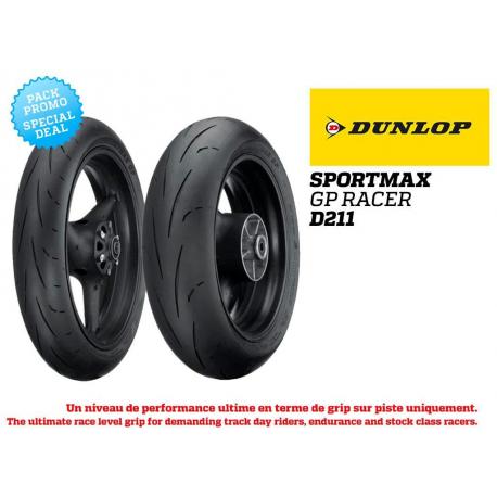 Pack de 2 pneus TrackDays DUNLOP SPORTMAX GP RACER D211 Avant-Medium Arrière-Endurance (120/70ZR17