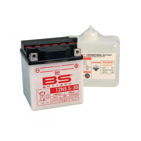 Batterie BS BATTERY 12N5.5A-3B conventionnelle livrée avec pack acide