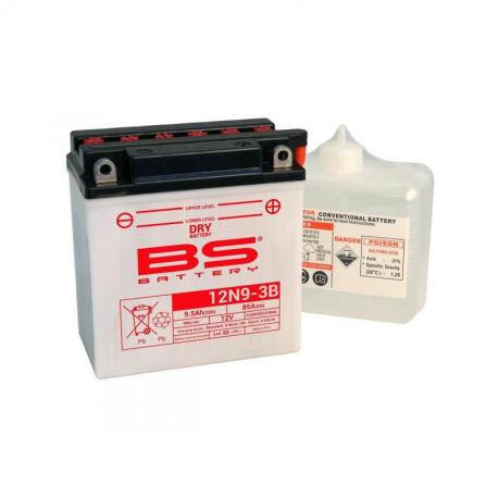 Batterie BS BATTERY 12N9-3B conventionnelle livrée avec pack acide