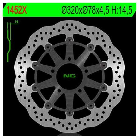 Disque de frein avant NG 1452X pétale semi-flottant Sprint ST1050