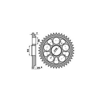 Couronne PBR 39 dents alu ultra-light anodisé dur pas 525 type 4320