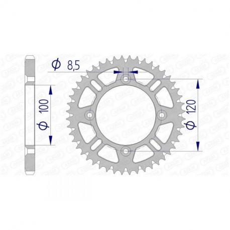 Couronne AFAM 49 dents alu ultra-light anti-boue pas 428 type 15104