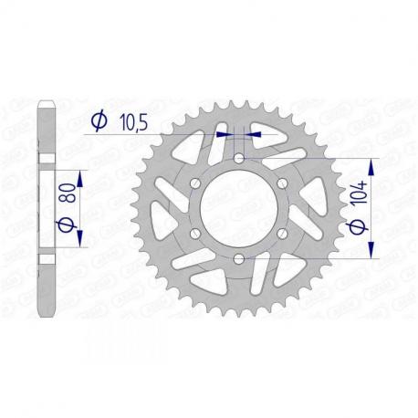 Couronne AFAM 42 dents alu ultra-light anodisé dur pas 525 type 17610