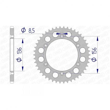 Couronne AFAM 43 dents alu ultra-light pas 520 type 15206N