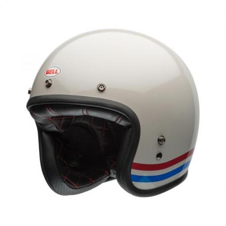 Casque BELL Custom 500 Stripes Pearl blanc taille XS