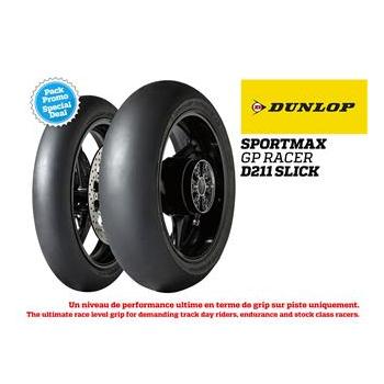 Pack de 2 pneus Slick DUNLOP SPORTMAX GP RACER D211SL Avant-Medium Arrière-Endurance (120/70ZR17 -